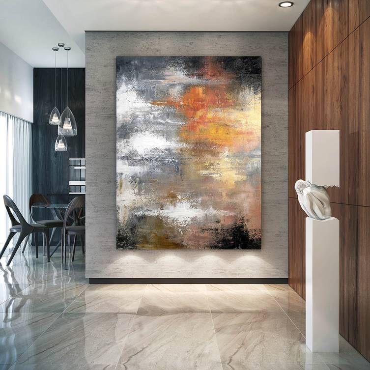 You Handmade Original Colorful White Abstract Canvas Artwork DXNO5